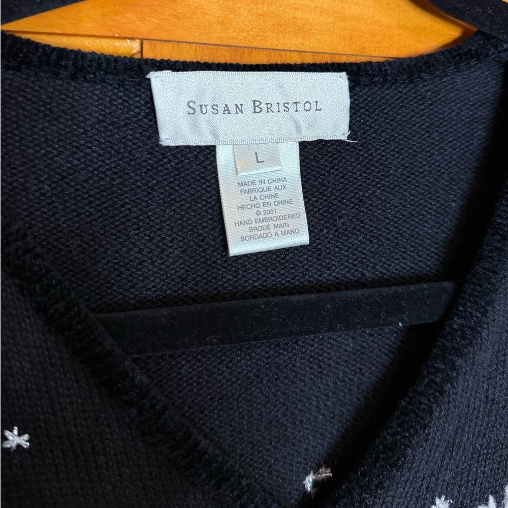 Susan Bristol Y2K Vintage Embroidered Christmas Holiday Cardigan Sweater Large - Picture 3 of 8